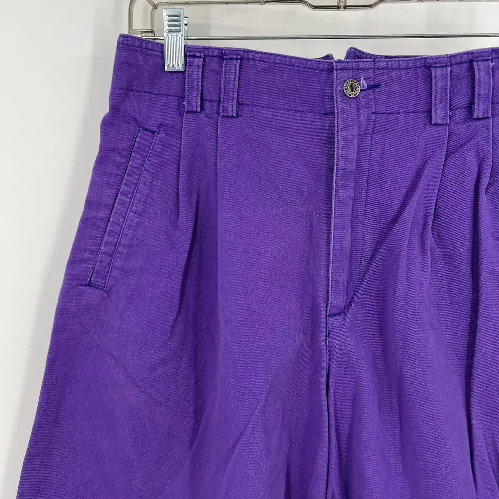 LizSport‎ Vintage Purple Denim High Waisted Shorts Pleated 90's Women's Size 12